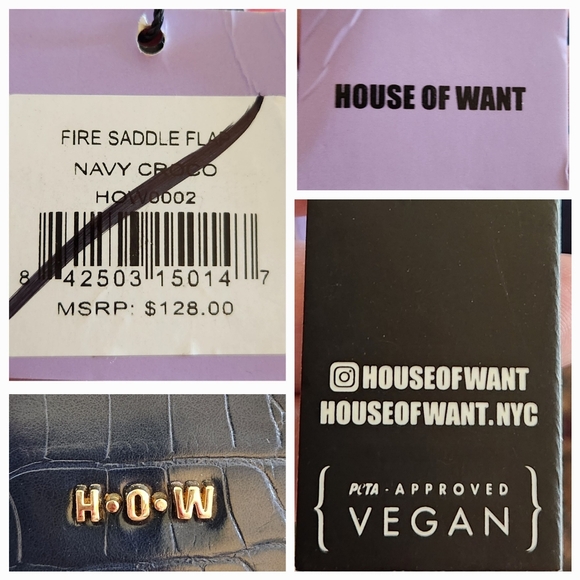 HOUSE OF WANT NYC Fire Saddle Flap Navy Croc Vegan Multistrap Bag NWT - Picture 16 of 16